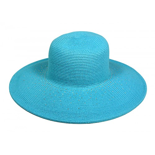 Straw Wide Brim Hats - Paper Straw Braided w/ Rhinestones - Natural -  HT-ST252BL